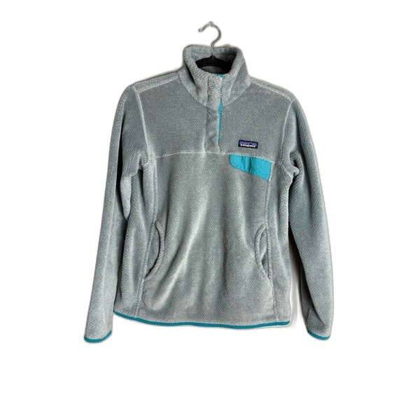 Patagonia Re-Tool Snap T Fleece Pullover in Gray With Blue Trim Medium - Picture 2 of 7